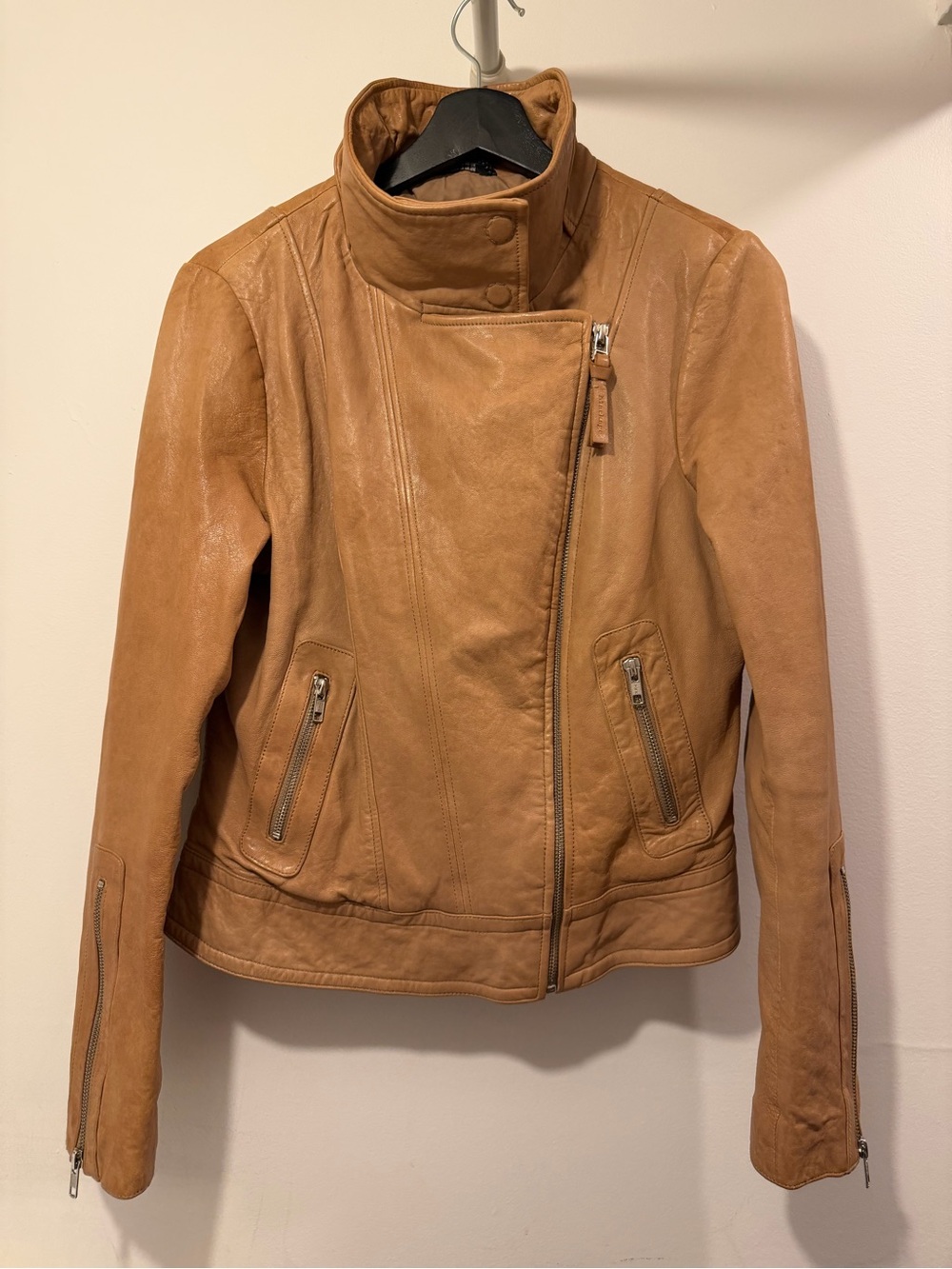 MACKAGE KENYA LEATHER JACKET Lamb leather funnel